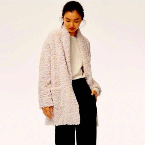 Aritzia Wilfred Free Teddy Coat Sherpa Tan Cream size Small - Picture 2 of 13